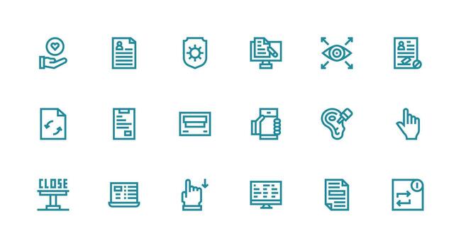 18 solicitud íconos en fuerte carrera línea estético escalable íconos para todas temas vector