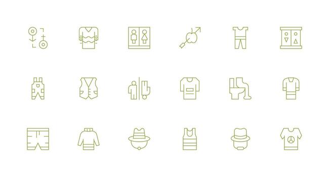 Unisex featuring 18 Icons in Minimal Line Design Balanced Icon Set for Functional Design vector