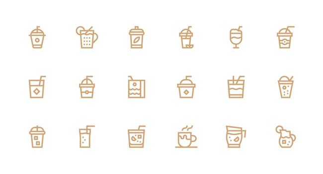 Iced Tea including 18 Strong Stroke Line Illustrations Scalable Icons for Cross-Platform Interfaces vector