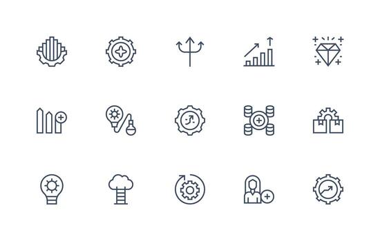 15 Regular Line Style Icons from Enhancement Collection Multi-Purpose Icon Pack for Templates vector