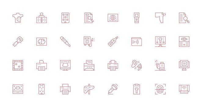 32 Icons for Scan in Thin Line Format Multi-Purpose Icon Set vector
