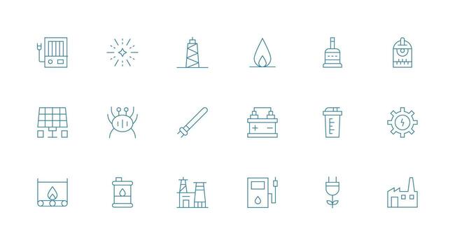 Minimal Line Icons from Energy Set with 18 Vectors Optimized Icon Pack for Digital Products