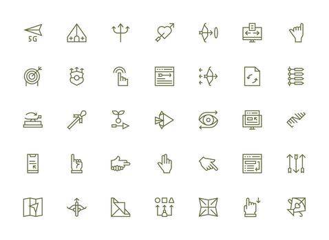 flecha diseño íconos presentando 35 en regular limpiar línea estilo interfaz icono colección para diario proyectos vector