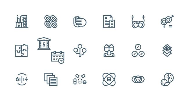 Combined including 18 Strong Stroke Line Illustrations Interface Icons for Daily Use vector