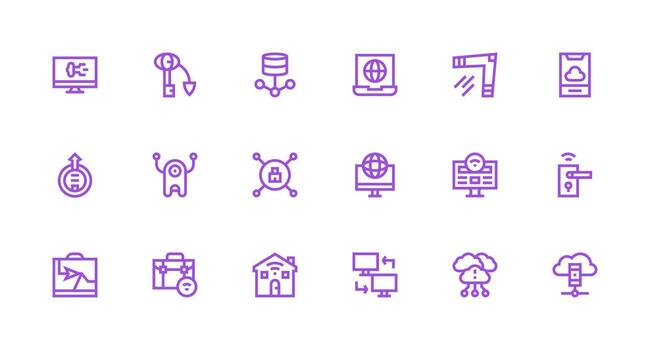18 Strong Stroke Line Vectors for Remote Access Theme Multi-Purpose Icon Pack for Templates