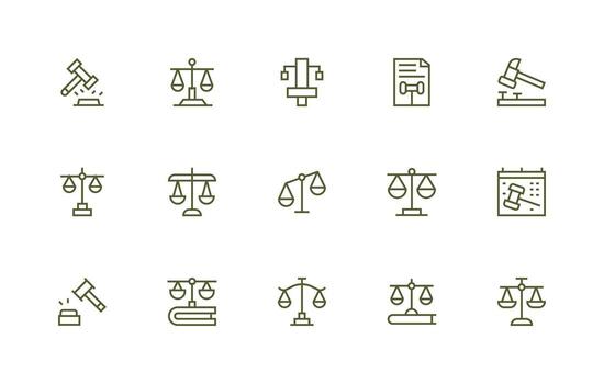 regular línea íconos desde juicio conjunto con 15 vectores compacto icono paquete