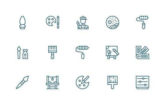Color Design Icons featuring 15 in Regular Line Style Modern Icon Set vector