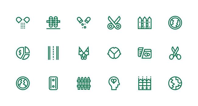 Split Design Icons featuring 18 in Strong Stroke Line Style Dashboard Icon Series vector