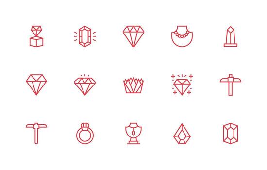 15 regular línea íconos para joya gráficos línea icono colección vector
