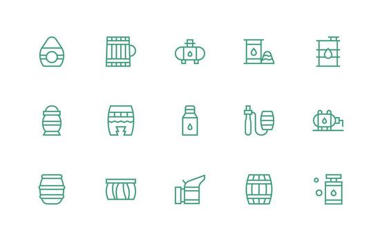Regular Line Style Barrel Icons with 15 Vectors Flexible Icon System for Web Interfaces