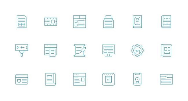 18 mínimo línea vectores para contenido administración tema esencial íconos para rápido ui edificio