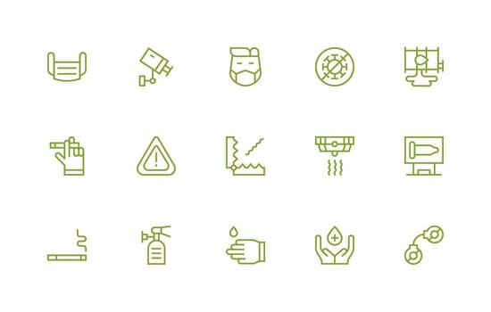 15 Regular Line Vectors for Prevention Theme Scalable Icons for All Themes