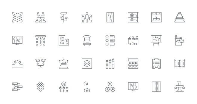 Levels Icon Collection with 32 Thin Line Designs Optimized Icon Pack for Digital Products vector