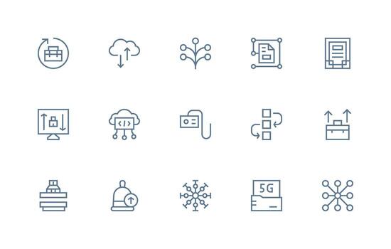 15 regular línea diseños para datos transferir íconos alta resolución íconos para ninguna plataforma vector