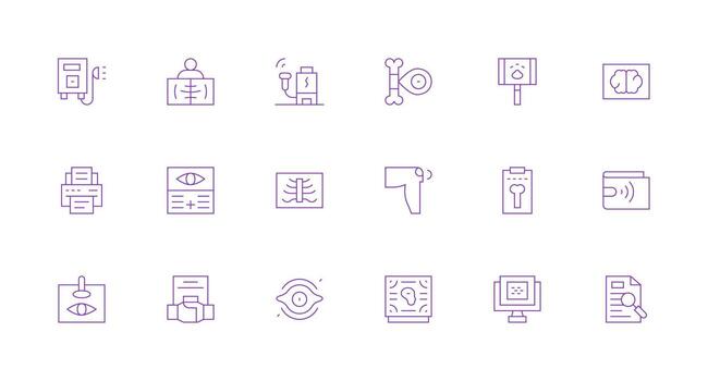 Scan Icon Set with 18 Minimal Line Graphics Basic Icon Series vector
