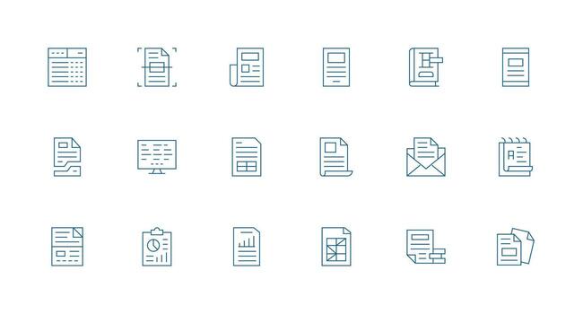 sobresalir conjunto con 18 mínimo línea íconos interfaz icono colección vector