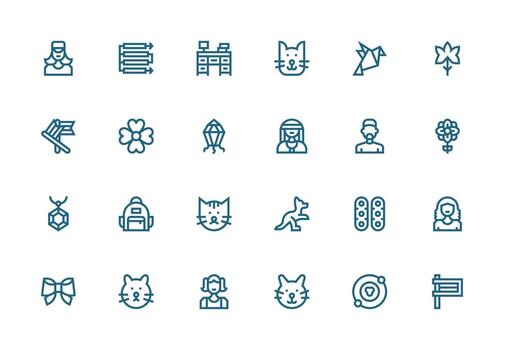 Linear Icon Set with 24 Thick Line Line Graphics Multi-Purpose Icon Set vector