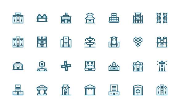 28 Bold Line Designs for Structure Icons Neatly Designed Icons for Web Platforms vector