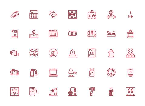 35 Regular Clean Line Style Icons from Gas Collection User Interface Icons for Digital Products vector