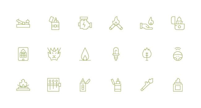 Minimal Line Style Ignition Icons with 18 Vectors Essential Icon Set for Teams