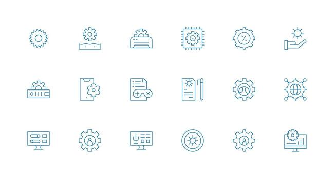 Configuration Icon Collection with 18 Minimal Line Designs Flexible Icon System for Web Interfaces vector