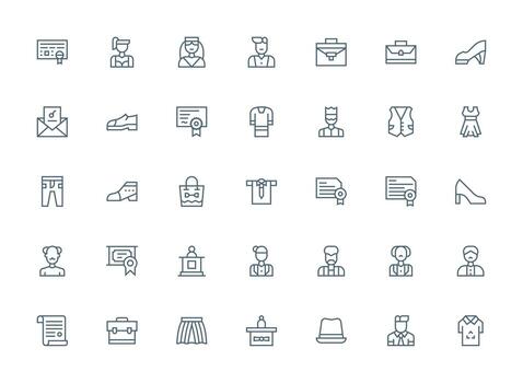 Formal Visual Pack containing 35 Regular Clean Line Icons Clean Icon Collection for Web Use vector