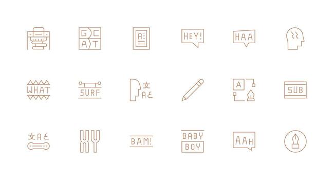 Typography Icon Collection with 18 Minimal Line Designs Digital Product Icons for Fast Delivery vector