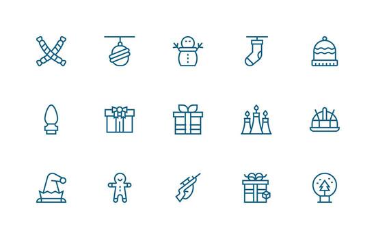 Regular Line Icons from Christmas Set with 15 Vectors Essential Icon Set for Teams