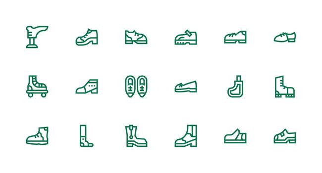 Boot Visual Pack containing 18 Strong Stroke Line Icons Digital Icon Collection vector