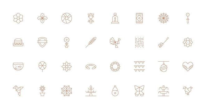 Decorative Visual Pack containing 32 Thin Line Icons Web and App Icon Pack Collection vector