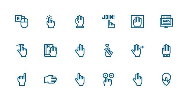 18 Strong Stroke Line Vectors for Click Theme Clear and Concise Icon Set Collection