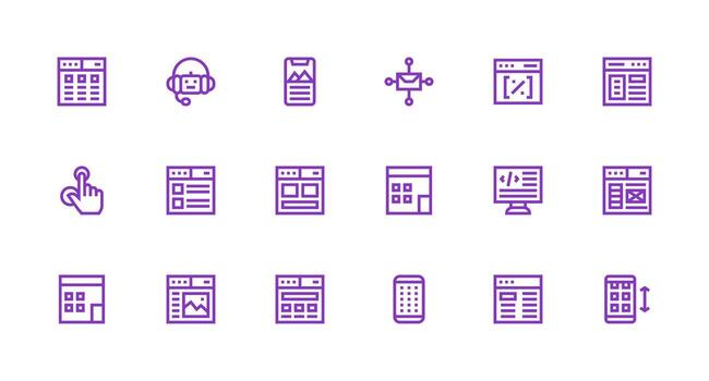 sensible conjunto con 18 fuerte carrera línea íconos diseño icono colección vector