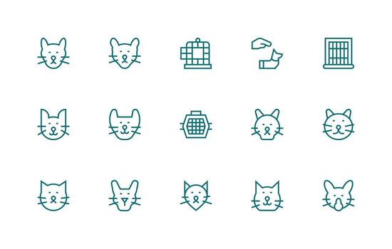 Pet Icon Collection with 15 Regular Line Designs Customizable Icon Series for Mobile Screens vector