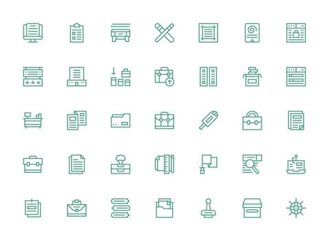 archivos conjunto con 35 regular limpiar línea íconos línea icono colección vector