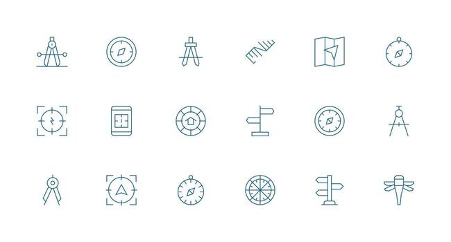 Minimal Line Icons from Compass Set with 18 Vectors Sharp Icons for Presentations