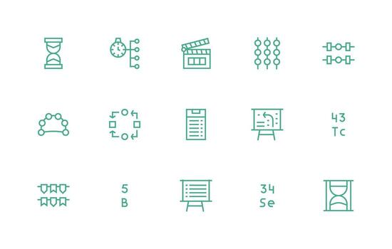 15 íconos para secuencia en regular línea formato multi-estilo icono colección vector