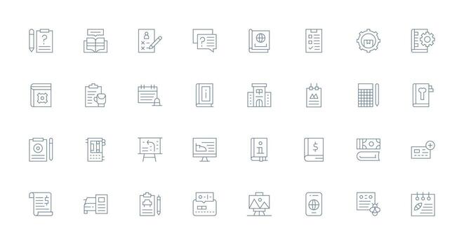 Documentation Design Icons featuring 32 in Thin Line Style Responsive Icon Set for Flexible Layouts vector