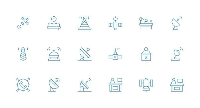 recepción visual paquete conteniendo 18 mínimo línea íconos agudo íconos para presentaciones vector