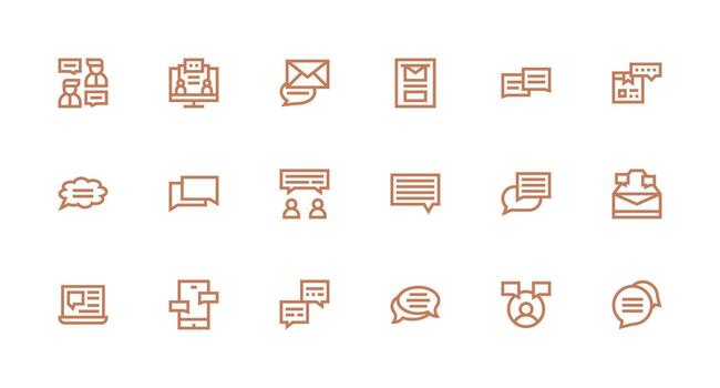 Reply Set with 18 Strong Stroke Line Icons Sharp Icons for Presentations vector