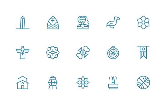 Symbolism Icon Set with 15 Regular Line Graphics Icon Set for Apps vector