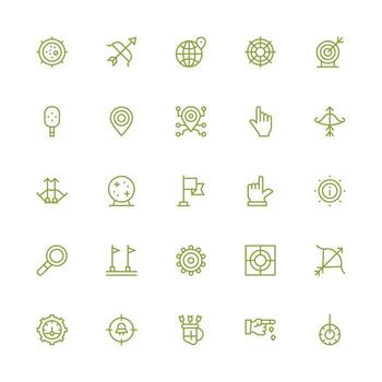 25 medio carrera contorno diseños para objetivo íconos núcleo icono colección para diario Tareas vector