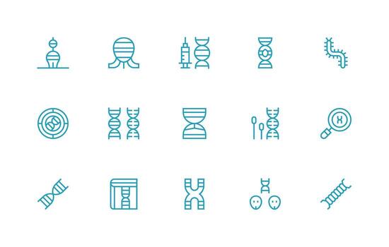 Chromosome featuring 15 Icons in Regular Line Design Organized Pack for Project Assets vector