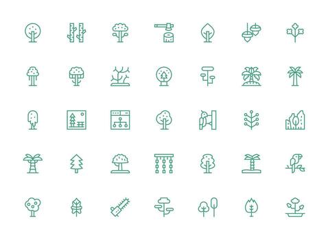 regular limpiar línea íconos desde árbol conjunto con 35 vectores diseño icono colección