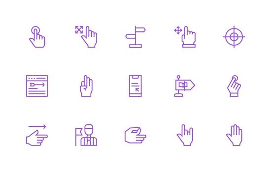 15 Pointer Icons in Regular Line Aesthetic All-Purpose Icon Design Pack vector