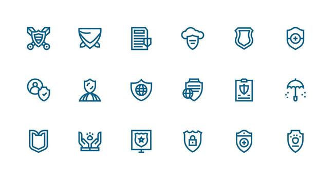 Safeguard including 18 Strong Stroke Line Illustrations Flexible Icon System for Web Interfaces vector