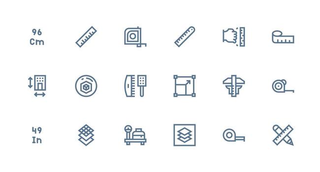 18 Strong Stroke Line Style Icons from Dimension Collection Icon Set for Apps vector
