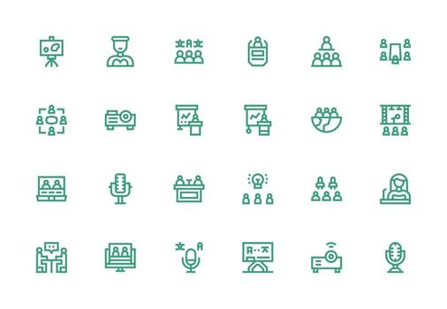 24 Thick Line Line Icons for Conference Graphics Web and App Icon Pack Collection vector