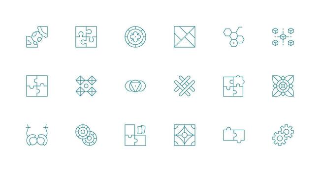 enclavamiento presentando 18 íconos en mínimo línea diseño diseño Listo icono conjunto para equipos vector