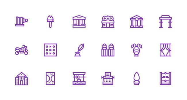 18 Strong Stroke Line Icons for Classic Graphics Multi-Style Icons for Creative Projects vector