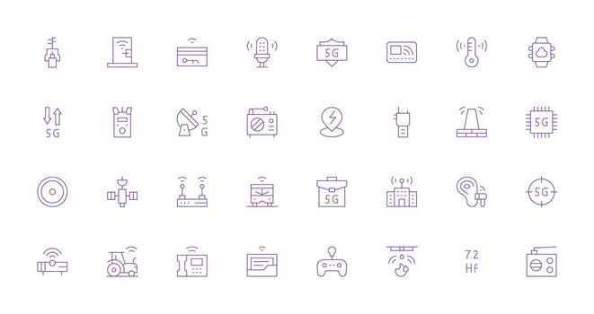 inalámbrico presentando 32 íconos en Delgado línea diseño sensible icono conjunto para flexible diseños vector